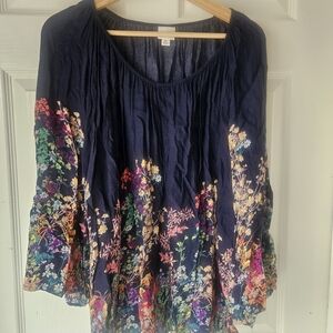 Merona Navy Floral Women's Blouse
